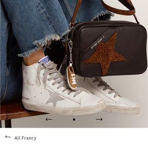 Golden Goose Francy White Leather High-Top with Silver Suede Star - EU Size 36